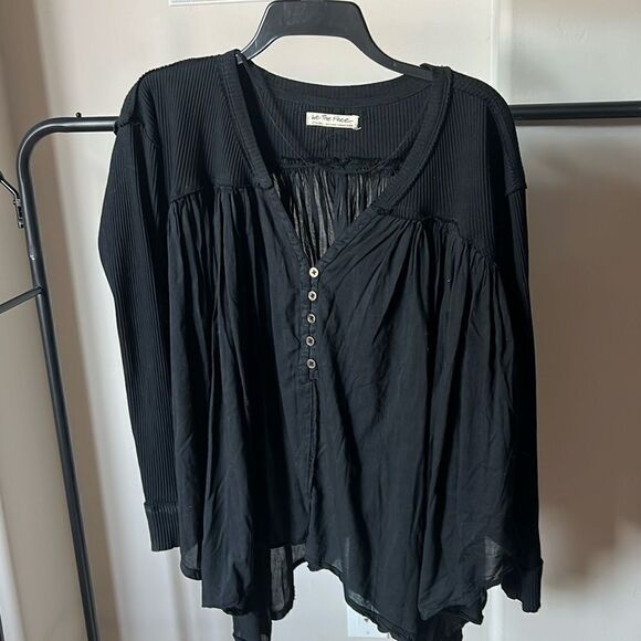 Free People Black Button Top XS - Picture 1 of 3